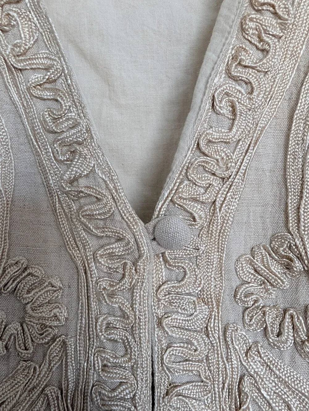 Vintage Linen & Cotton Embroidered Vest